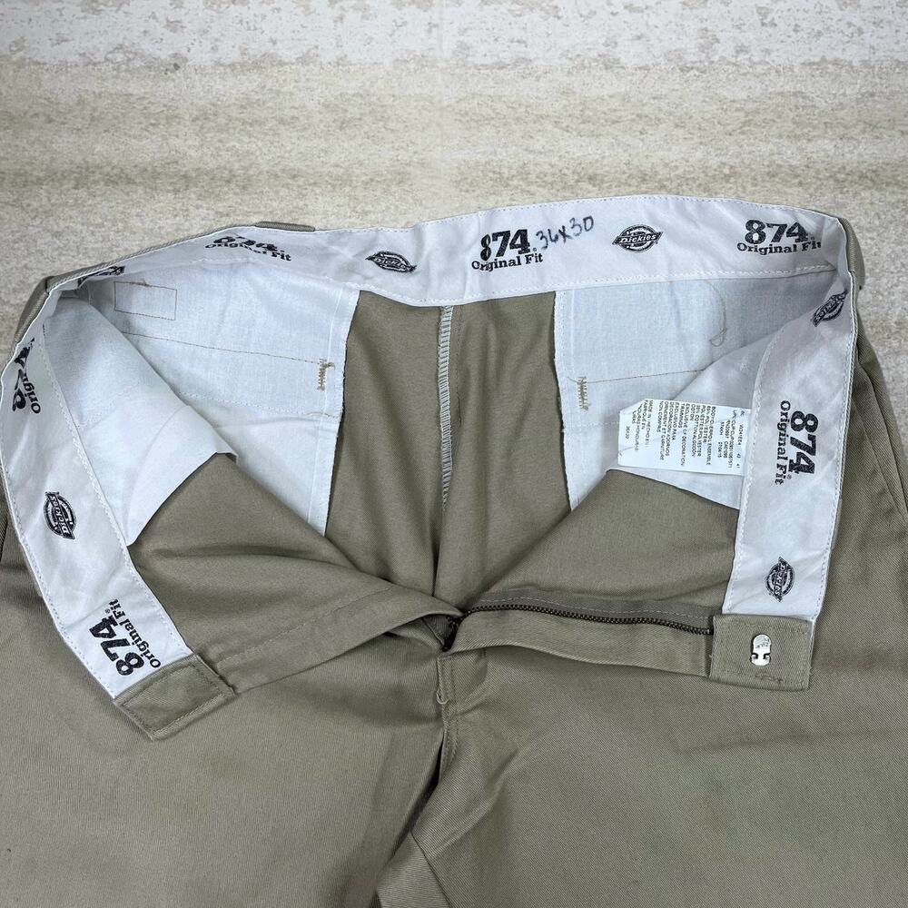 Vintage Y2K Dickies Khakis Pants 36x30 Original Fit Tan Cotton 874 Flat Front - Picture 4 of 4
